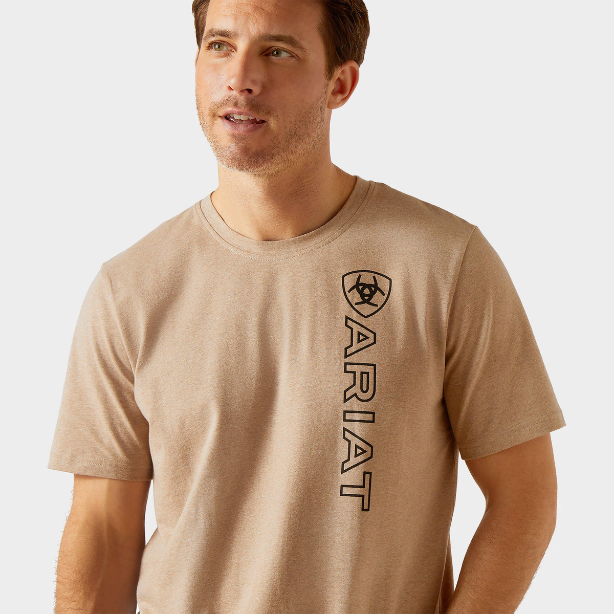 Mens Vertical Logo Short Sleeved Top Oatmeal
