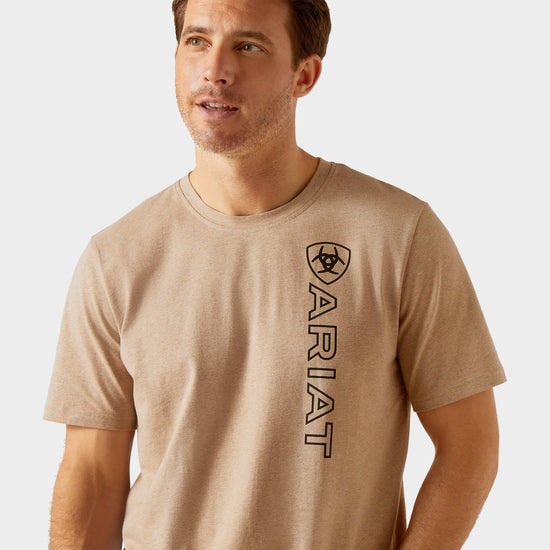 Mens Vertical Logo Short Sleeved Top Oatmeal