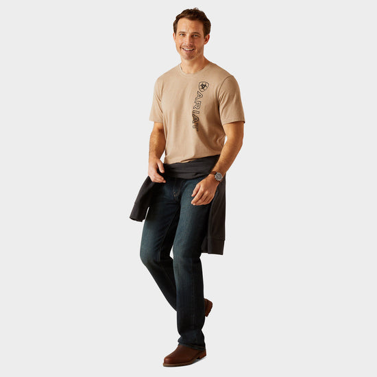 Mens Vertical Logo Short Sleeved Top Oatmeal