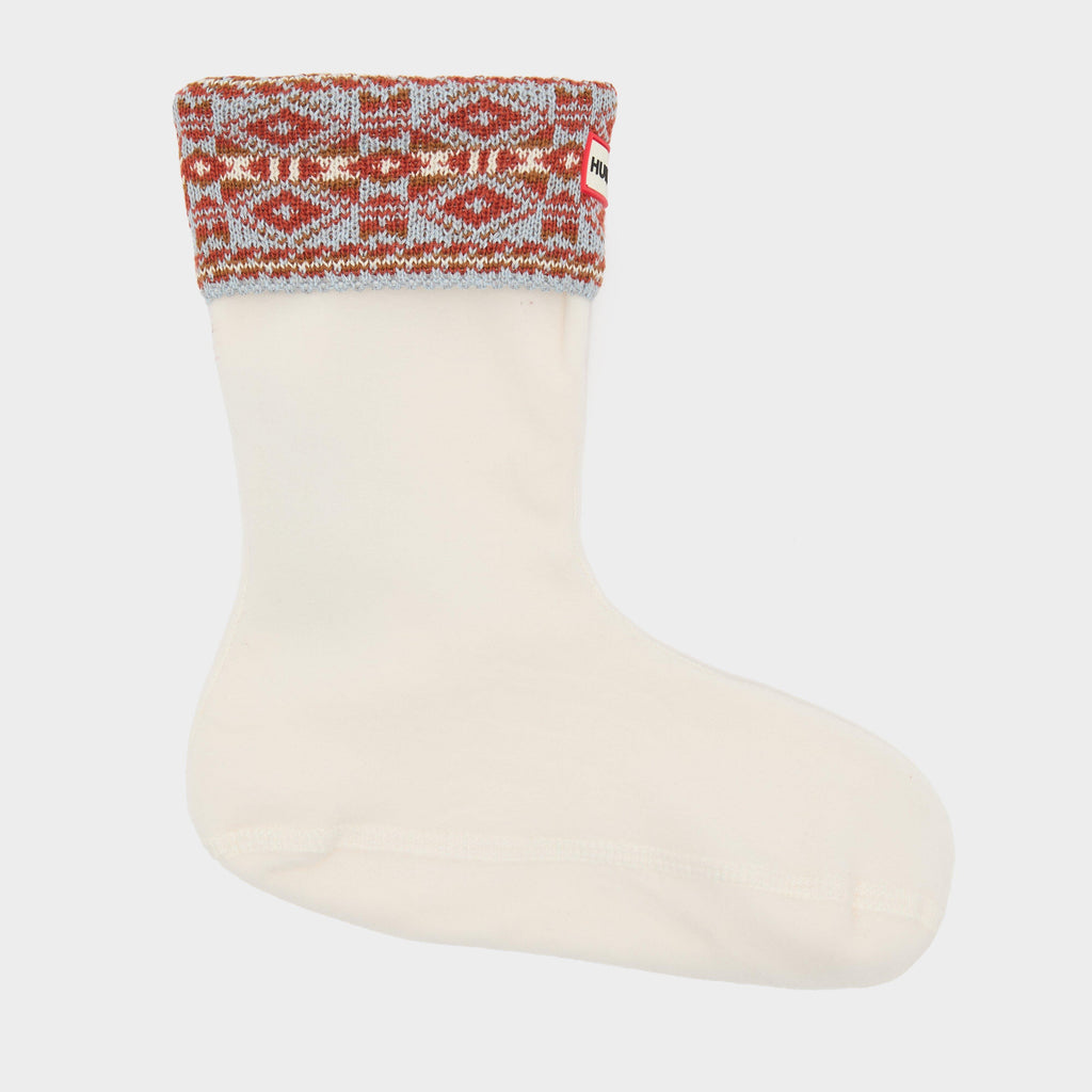 Fairisle Short Welly Socks White
