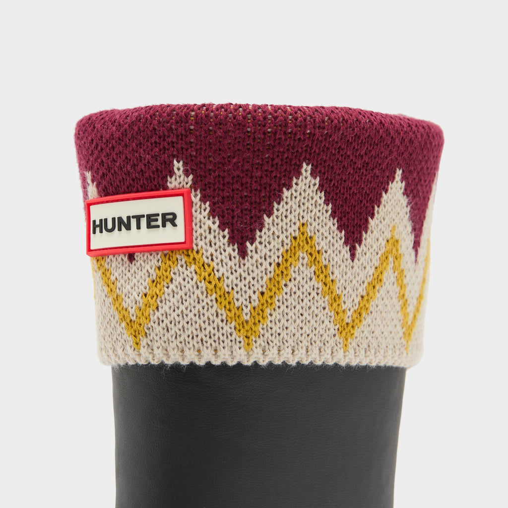 Zig Zag Tall Welly Socks White