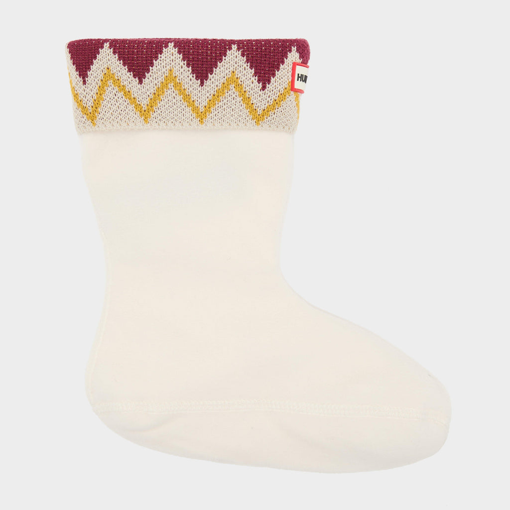 Zig Zag Short Welly Socks White
