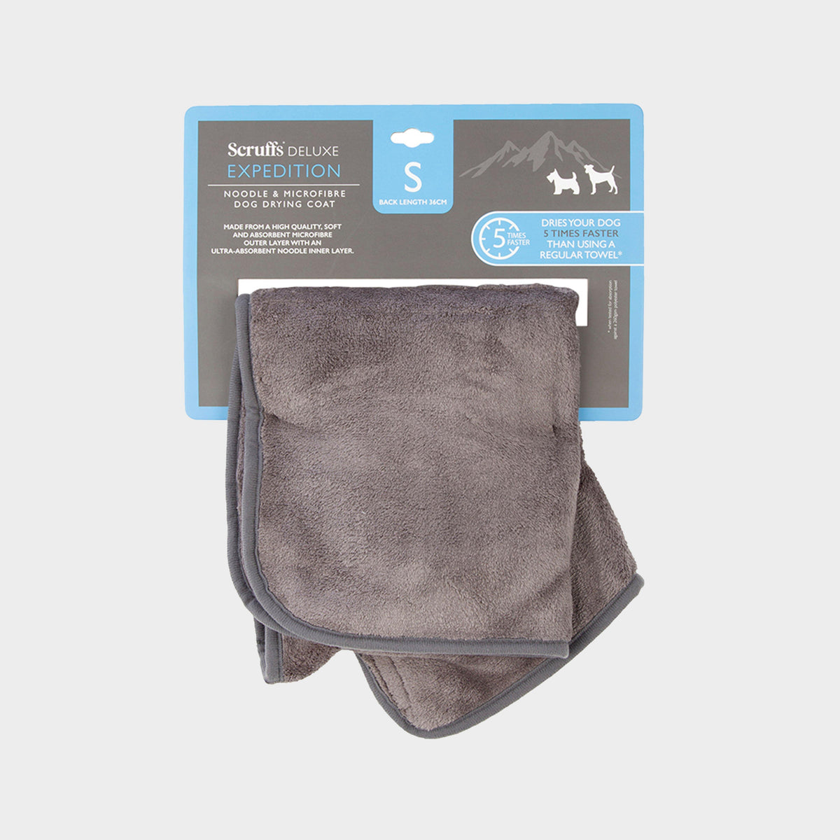 Expedition Deluxe Noodle & Microfibre Dog Drying Coat Storm Grey S