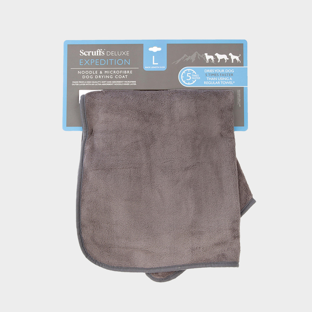 Expedition Deluxe Noodle & Microfibre Dog Drying Coat Storm Grey L