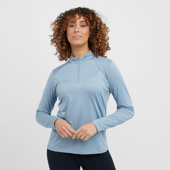 Womens Breathable Long Sleeved Riding Top Blue Fog