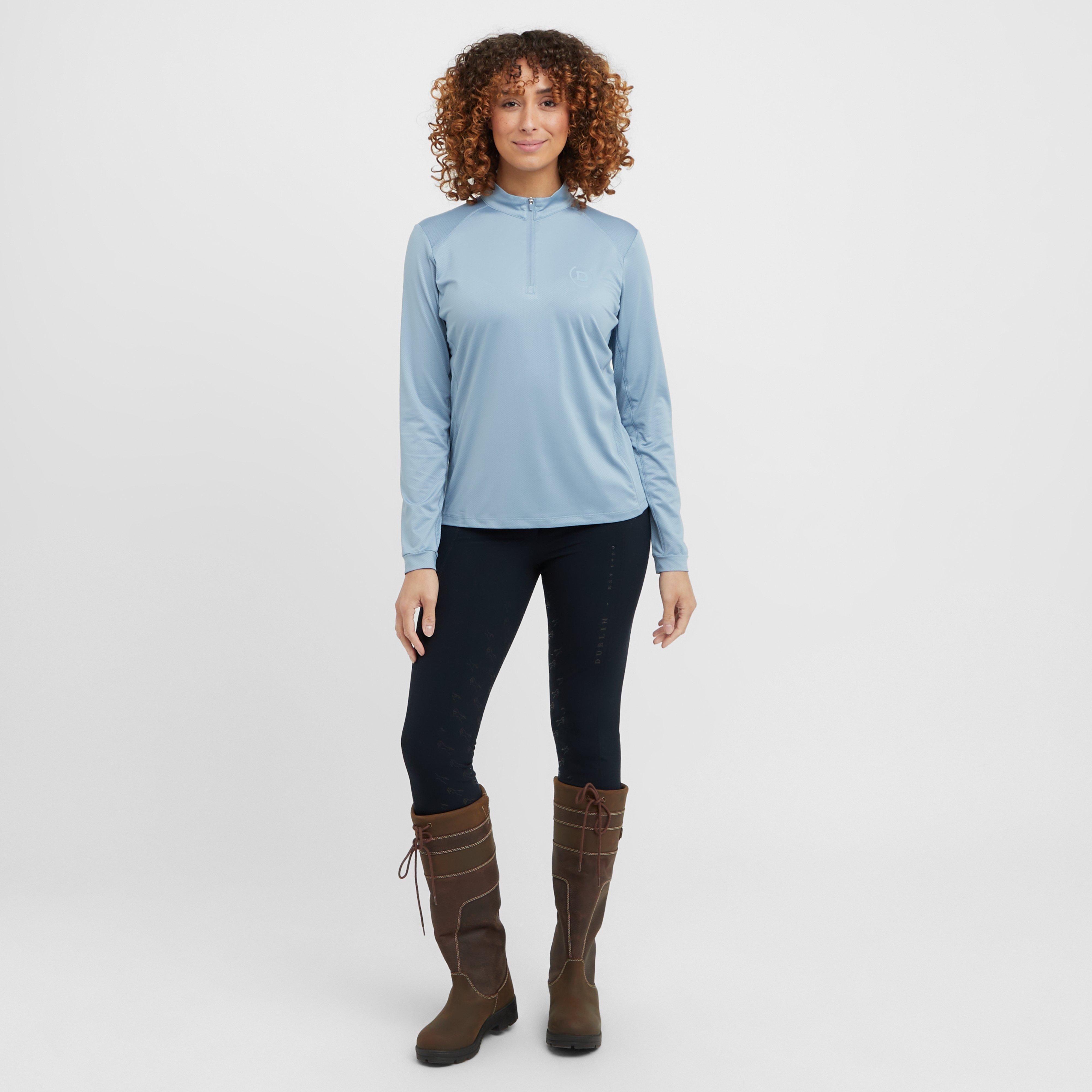 Womens Breathable Long Sleeved Riding Top Blue Fog