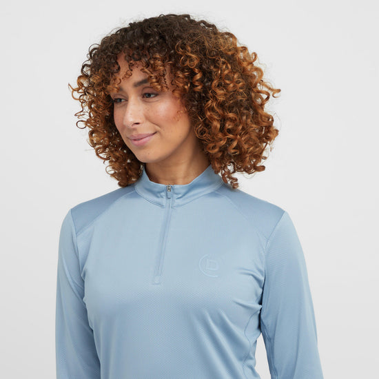 Womens Breathable Long Sleeved Riding Top Blue Fog