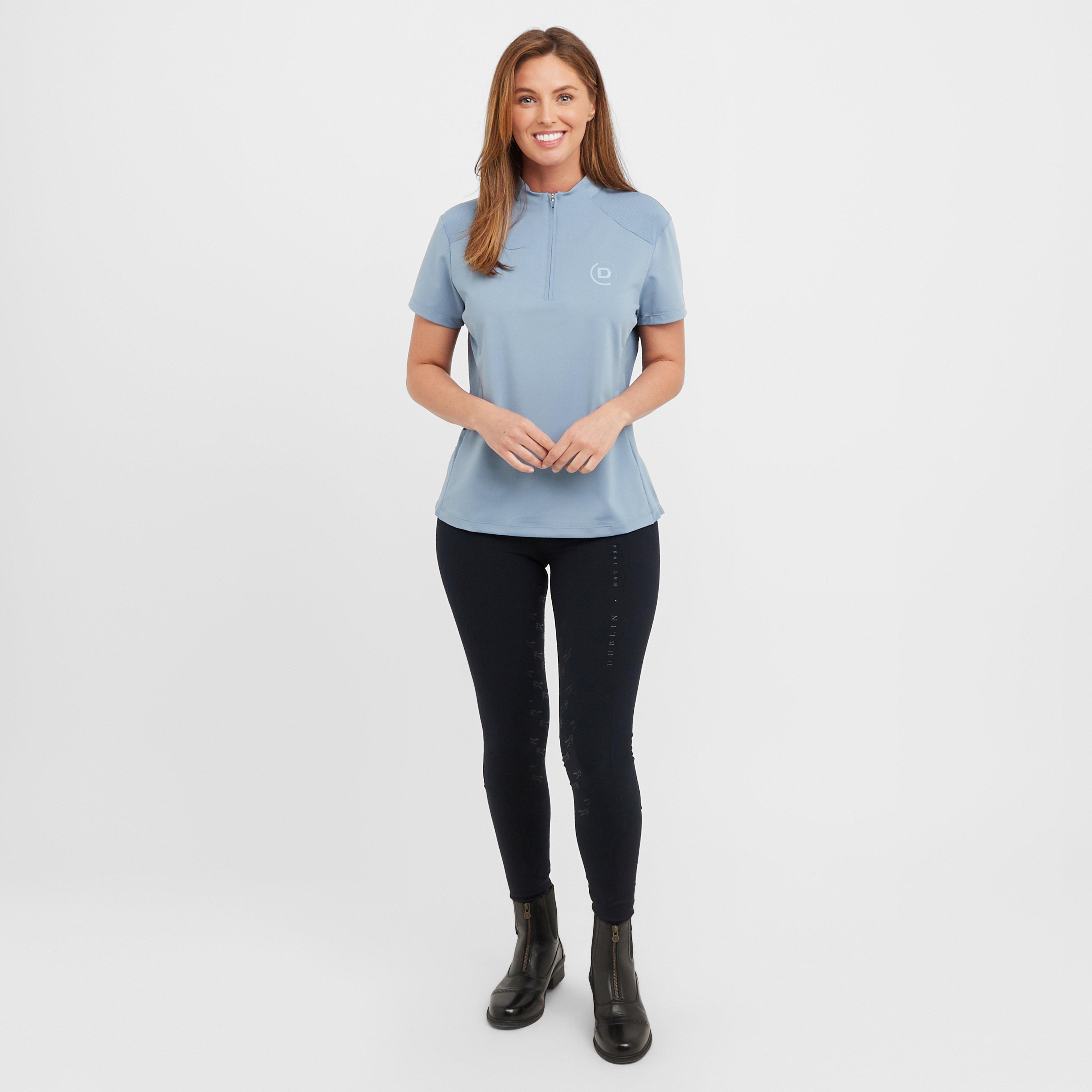 Womens 1/4 Zip Breathable Short Sleeved Riding Top Blue Fog