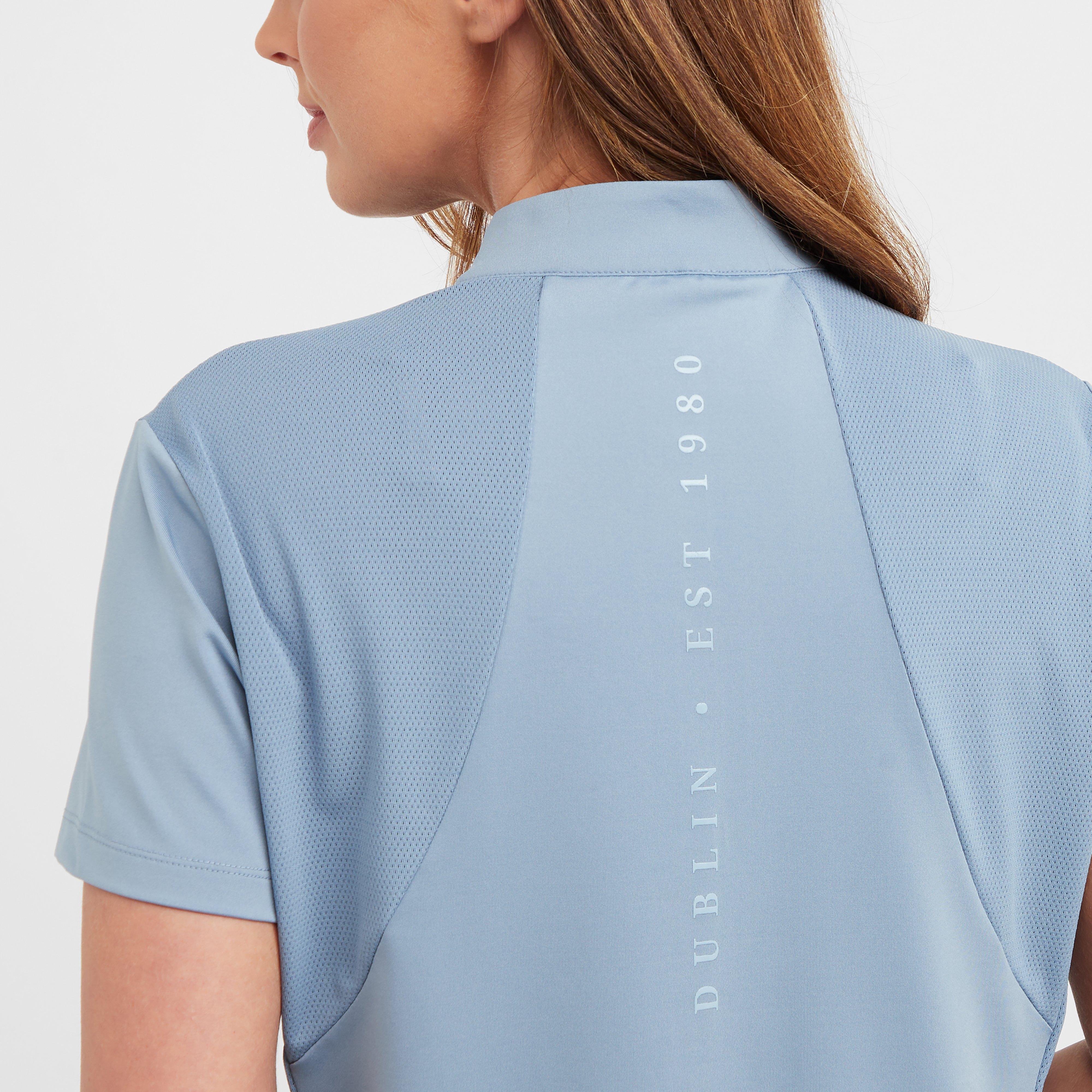 Womens 1/4 Zip Breathable Short Sleeved Riding Top Blue Fog