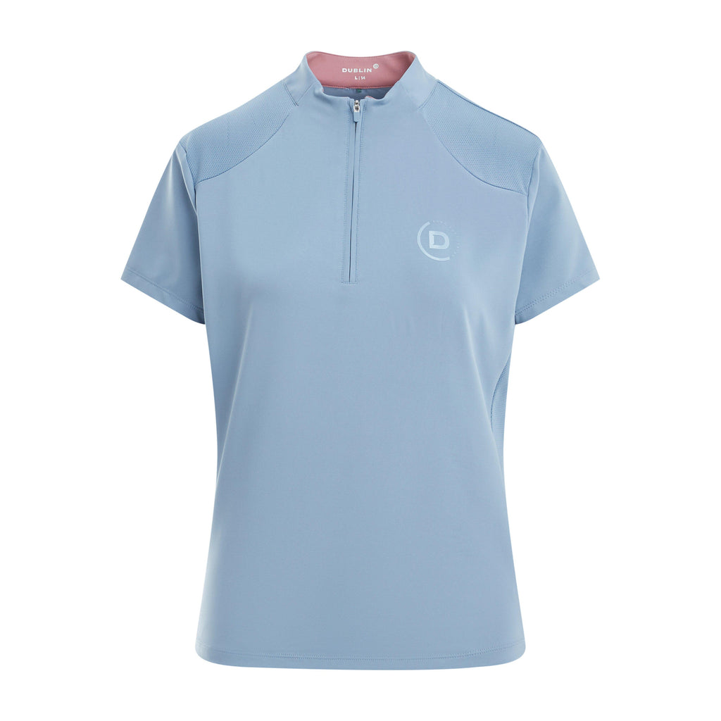 Womens 1/4 Zip Breathable Short Sleeved Riding Top Blue Fog