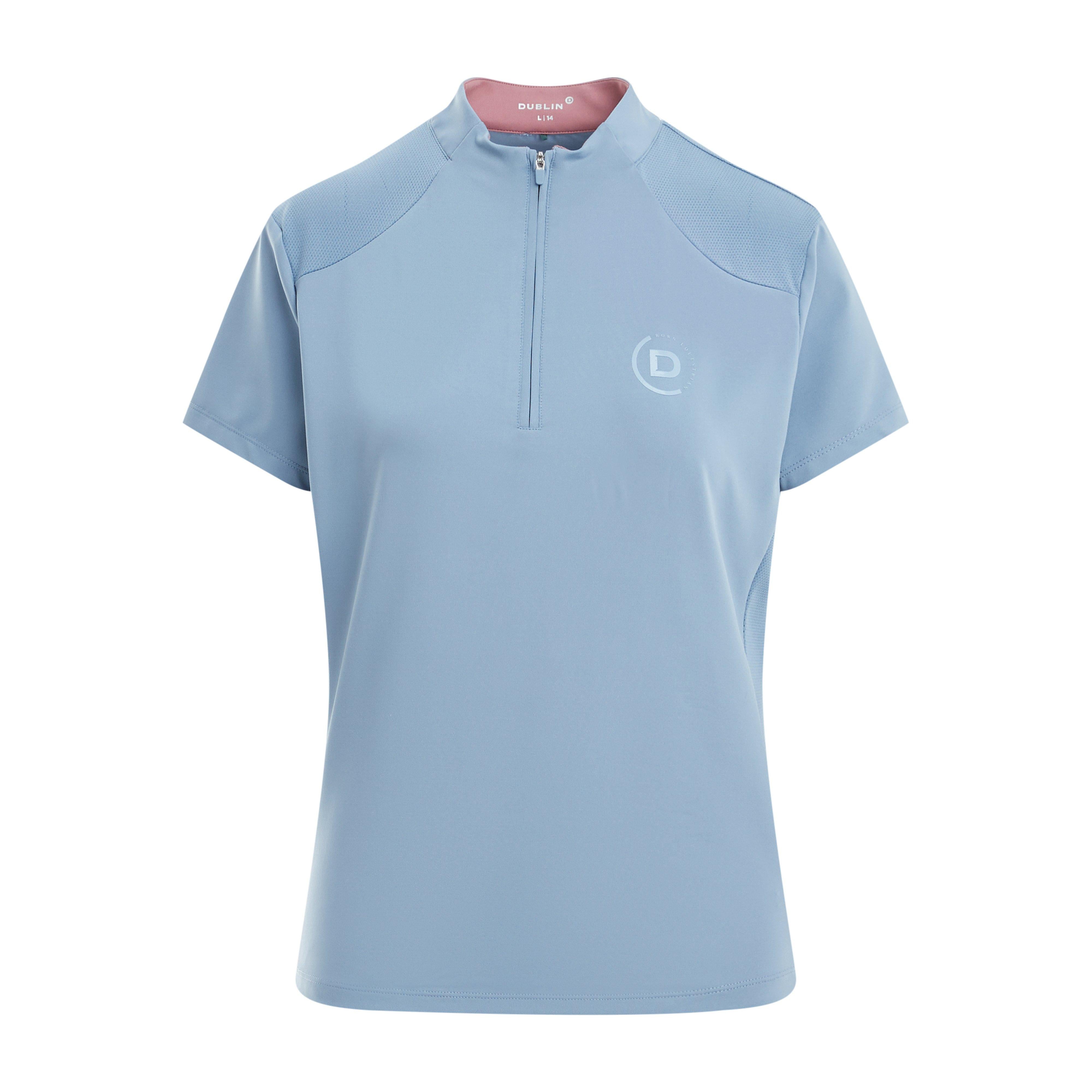 Womens 1/4 Zip Breathable Short Sleeved Riding Top Blue Fog