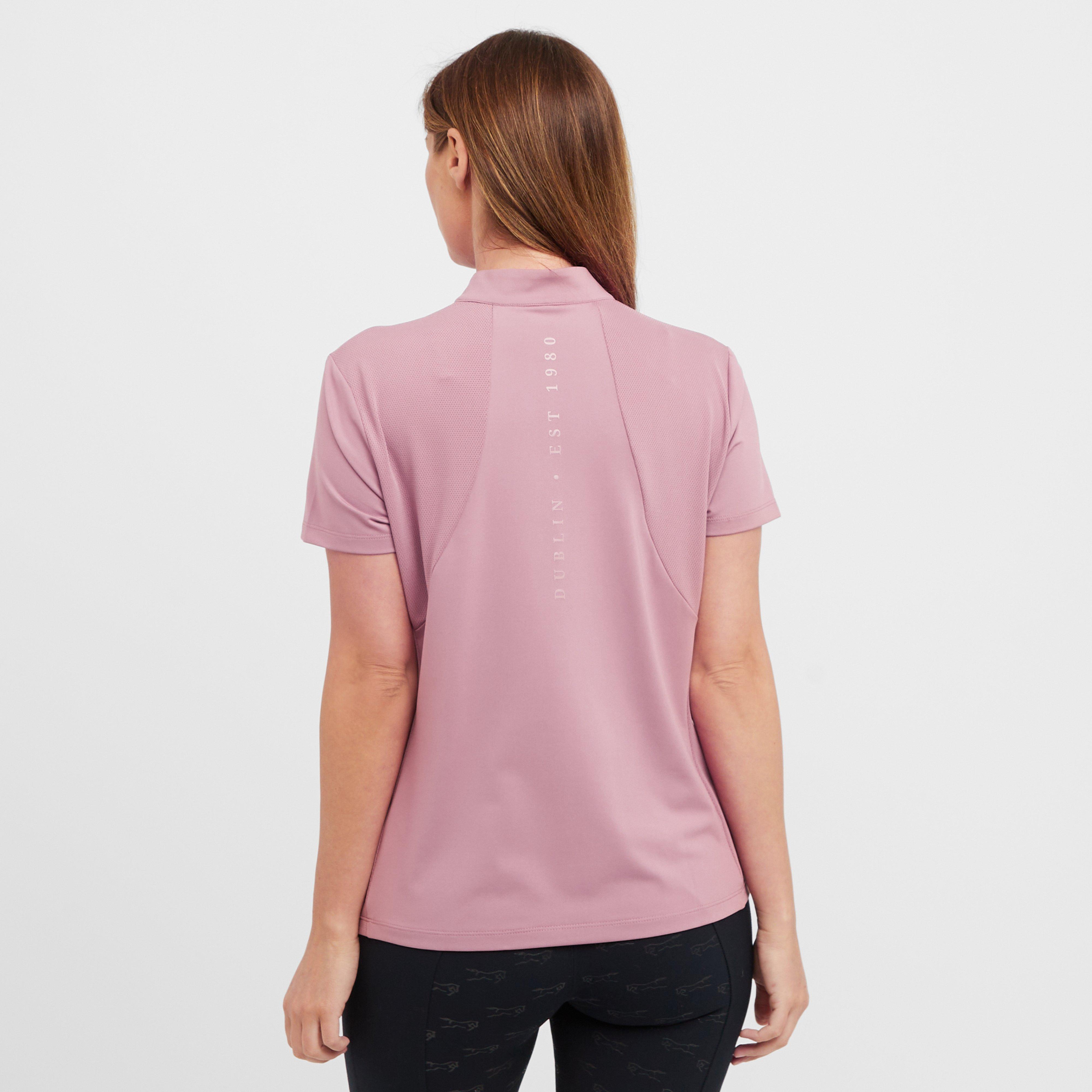 Womens 1/4 Zip Breathable Short Sleeved Riding Top Dusty Rose