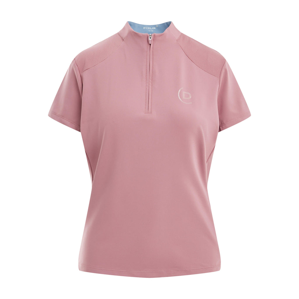 Womens 1/4 Zip Breathable Short Sleeved Riding Top Dusty Rose