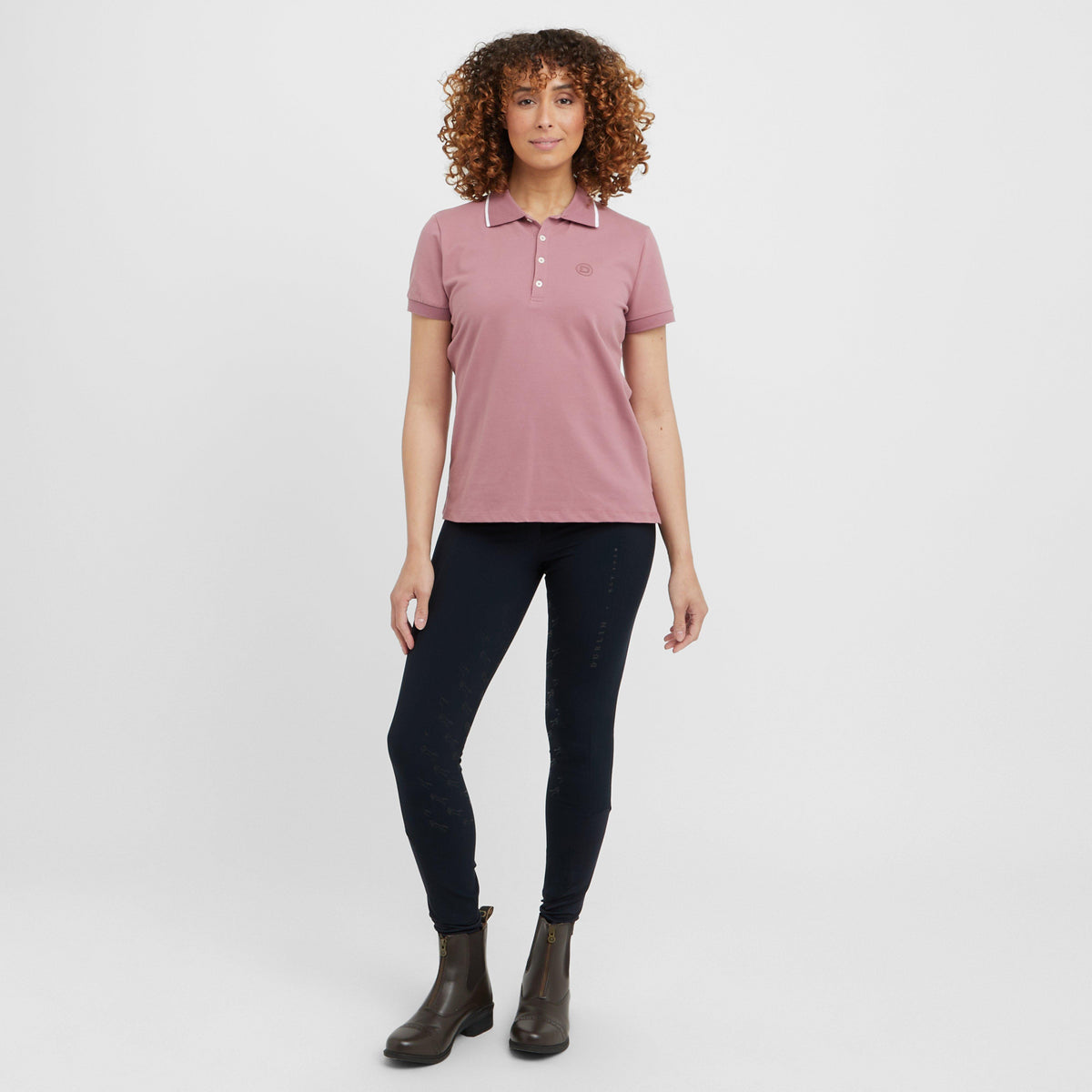 Womens Cotton Pique Short Sleeved Polo Dusty Rose