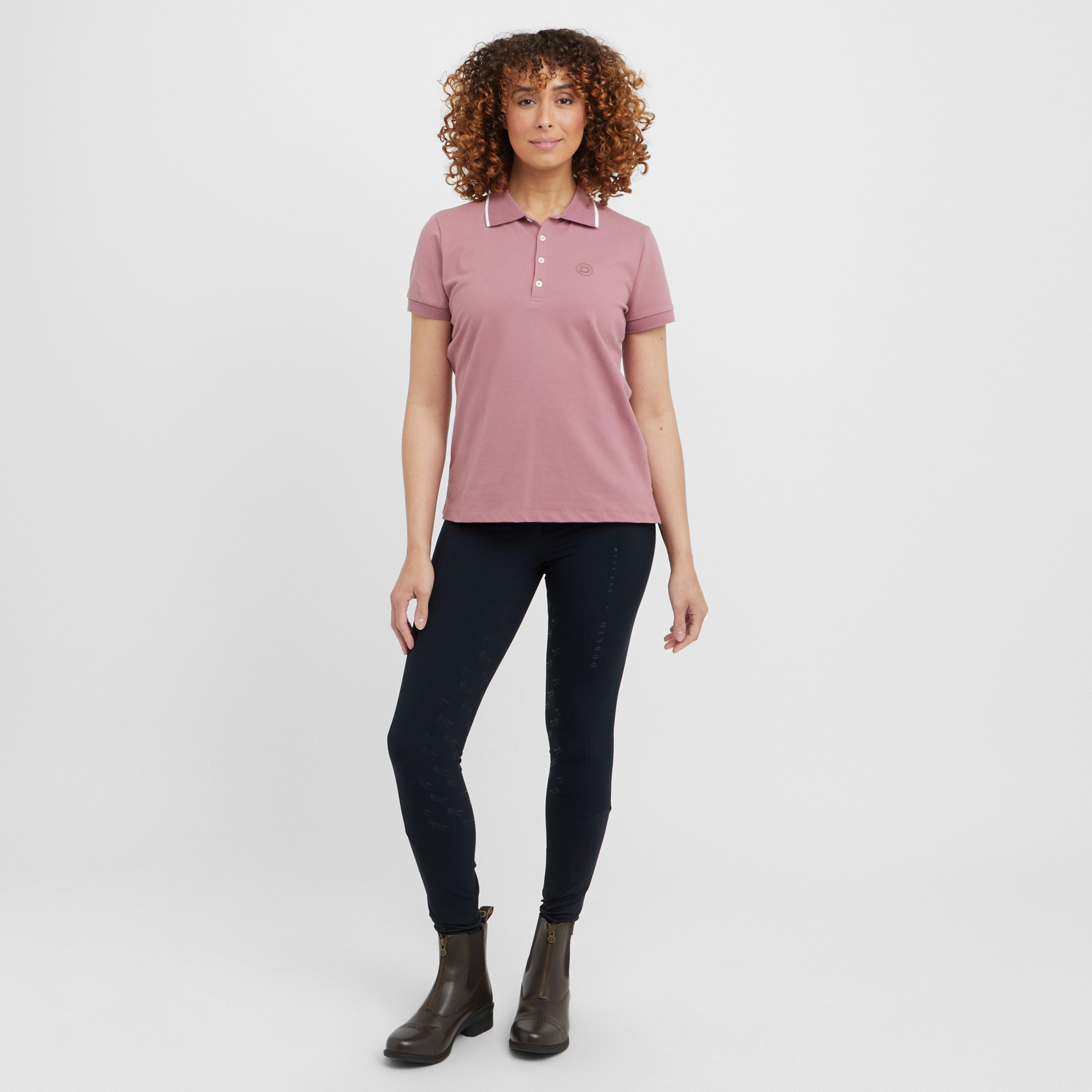 Womens Cotton Pique Short Sleeved Polo Dusty Rose