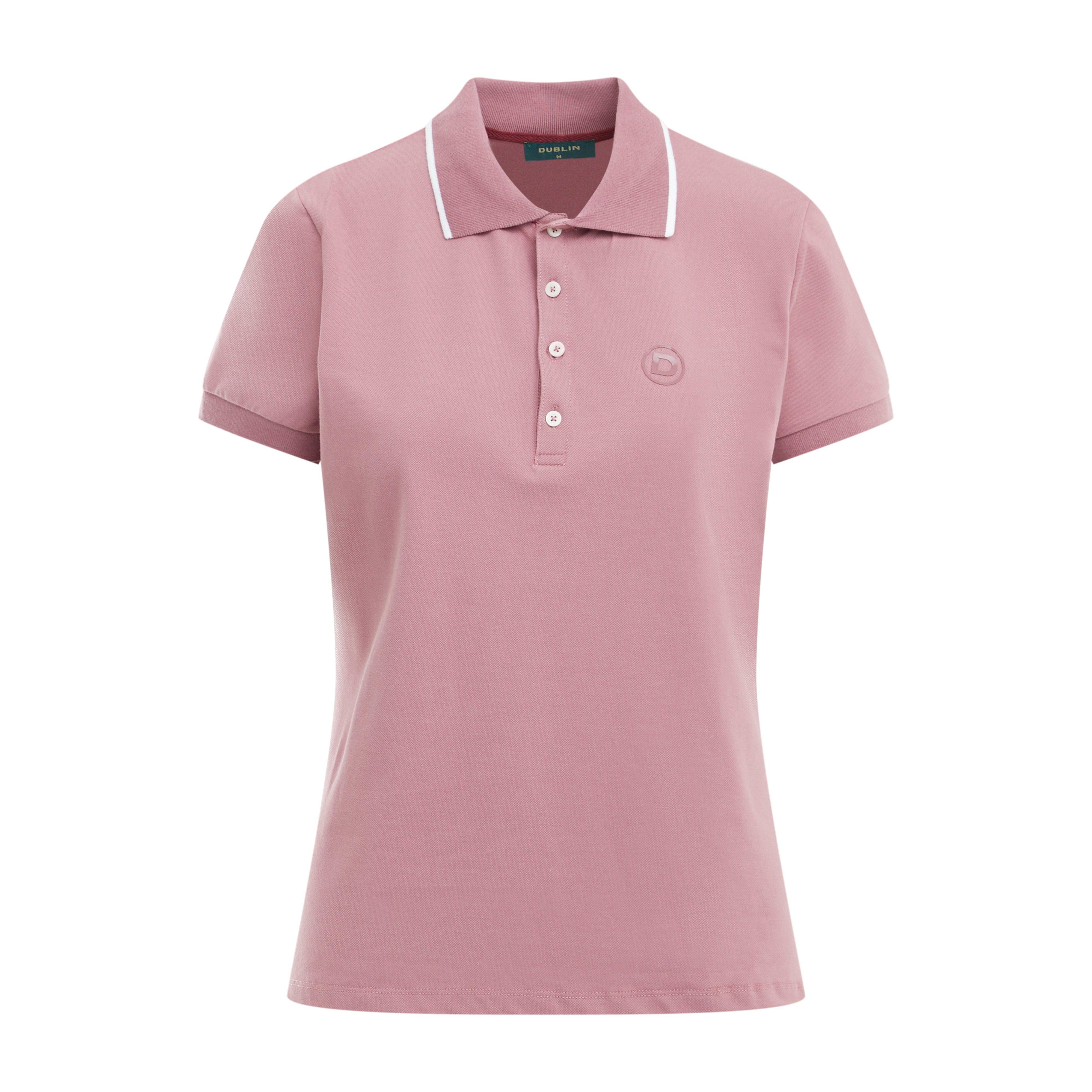 Womens Cotton Pique Short Sleeved Polo Dusty Rose