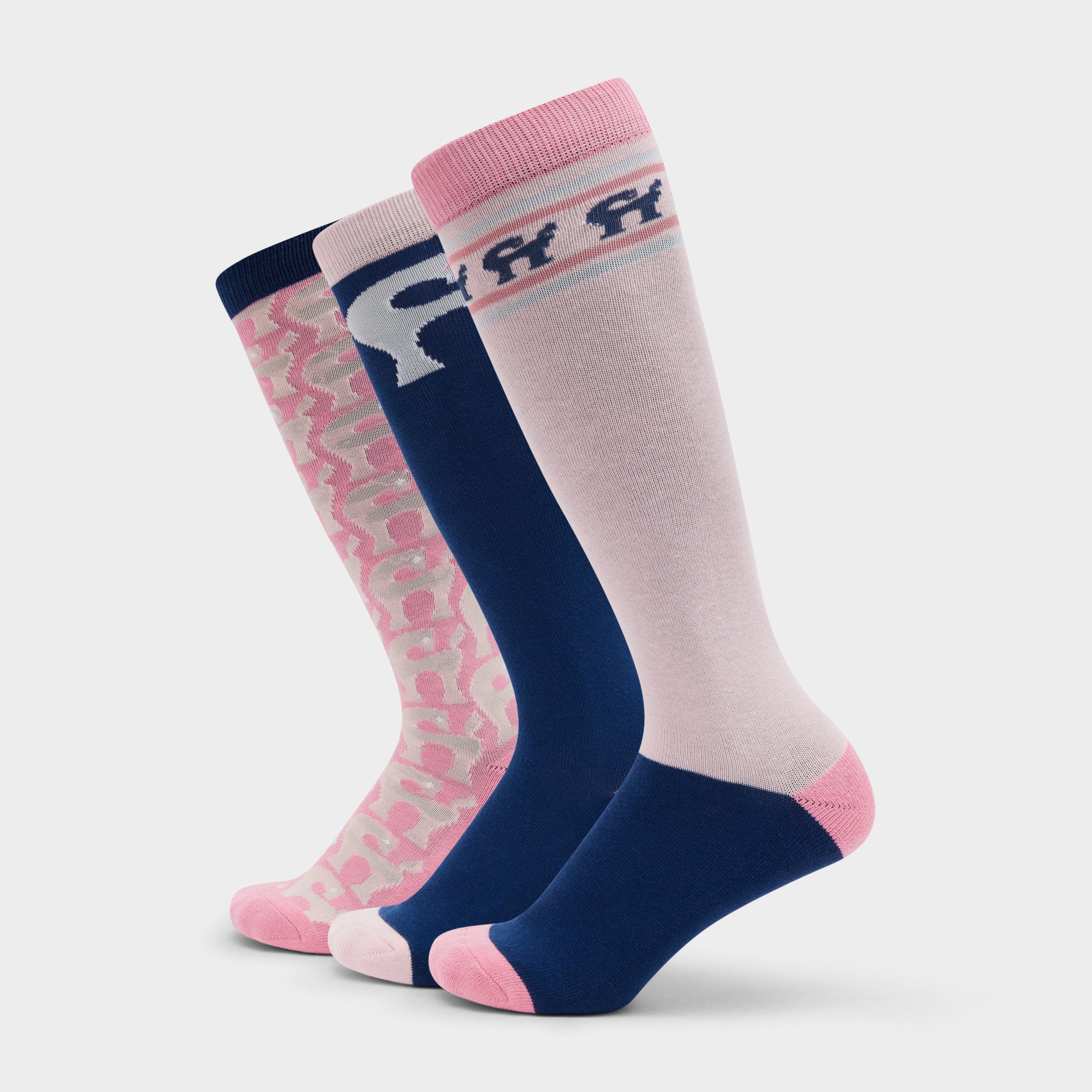 3 Pack Socks True Navy/Pink Tulle Pony