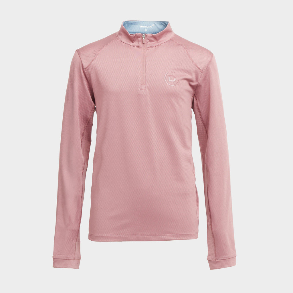 Kids Breathable Long Sleeved Riding Top Dusty Rose