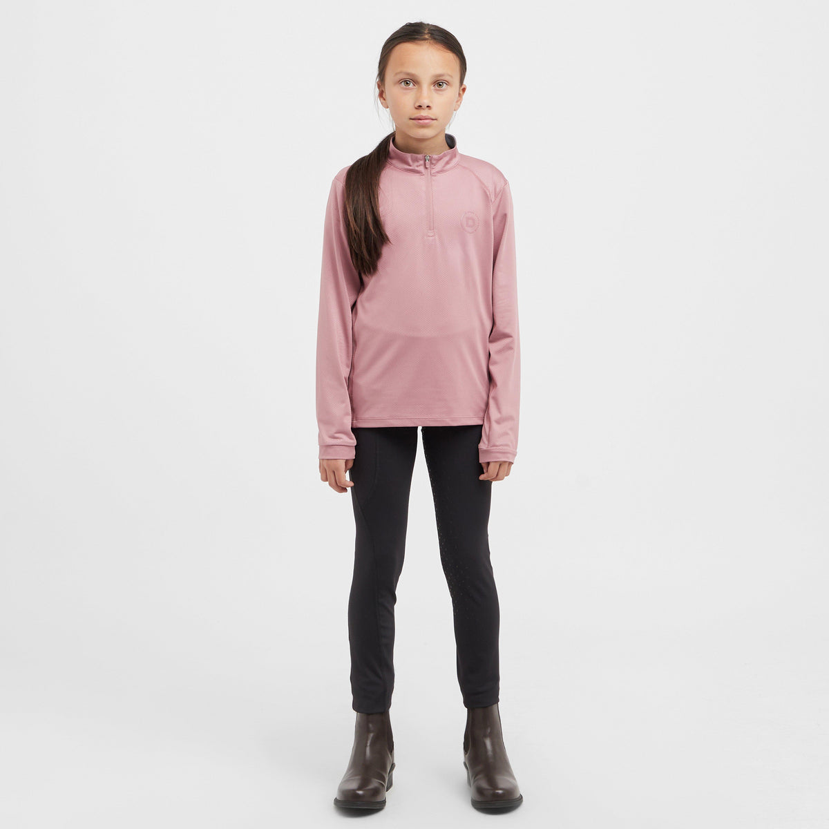 Kids Breathable Long Sleeved Riding Top Dusty Rose