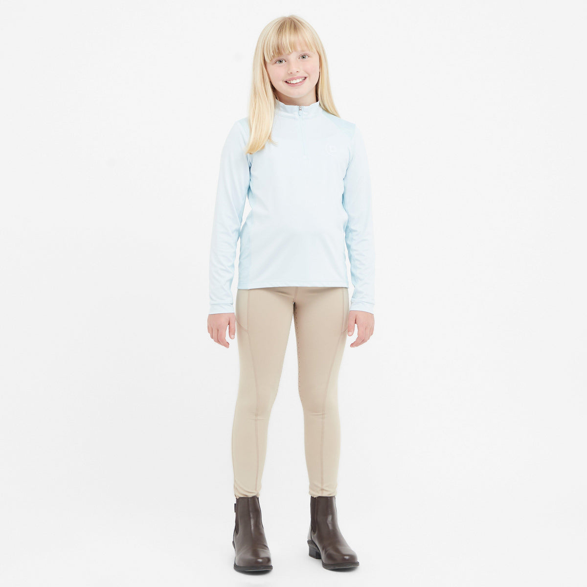 Kids Breathable Long Sleeved Riding Top Sky Blue