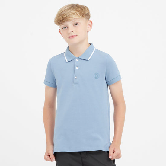 Kids Cotton Pique Short Sleeved Polo Blue Frog