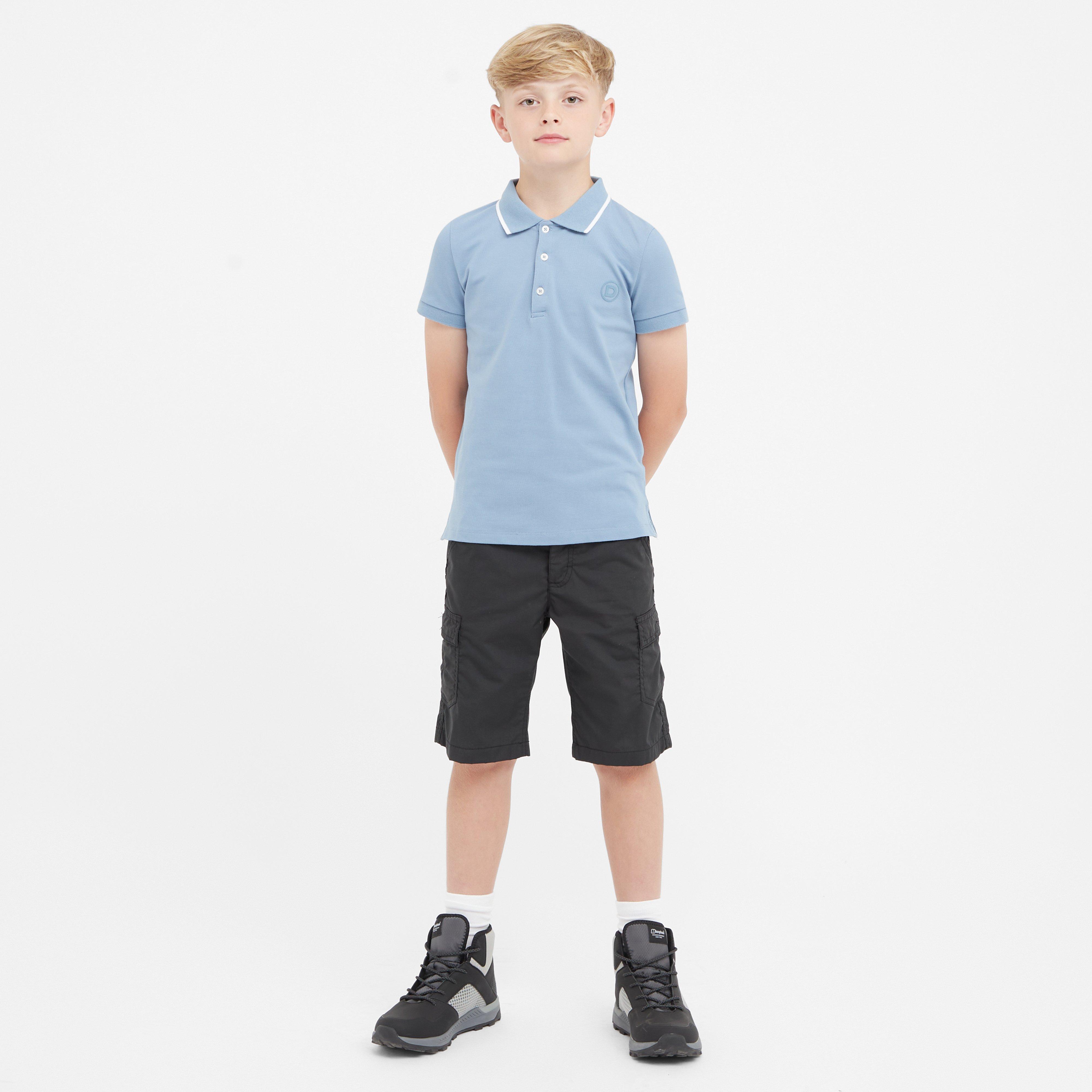 Kids Cotton Pique Short Sleeved Polo Blue Frog