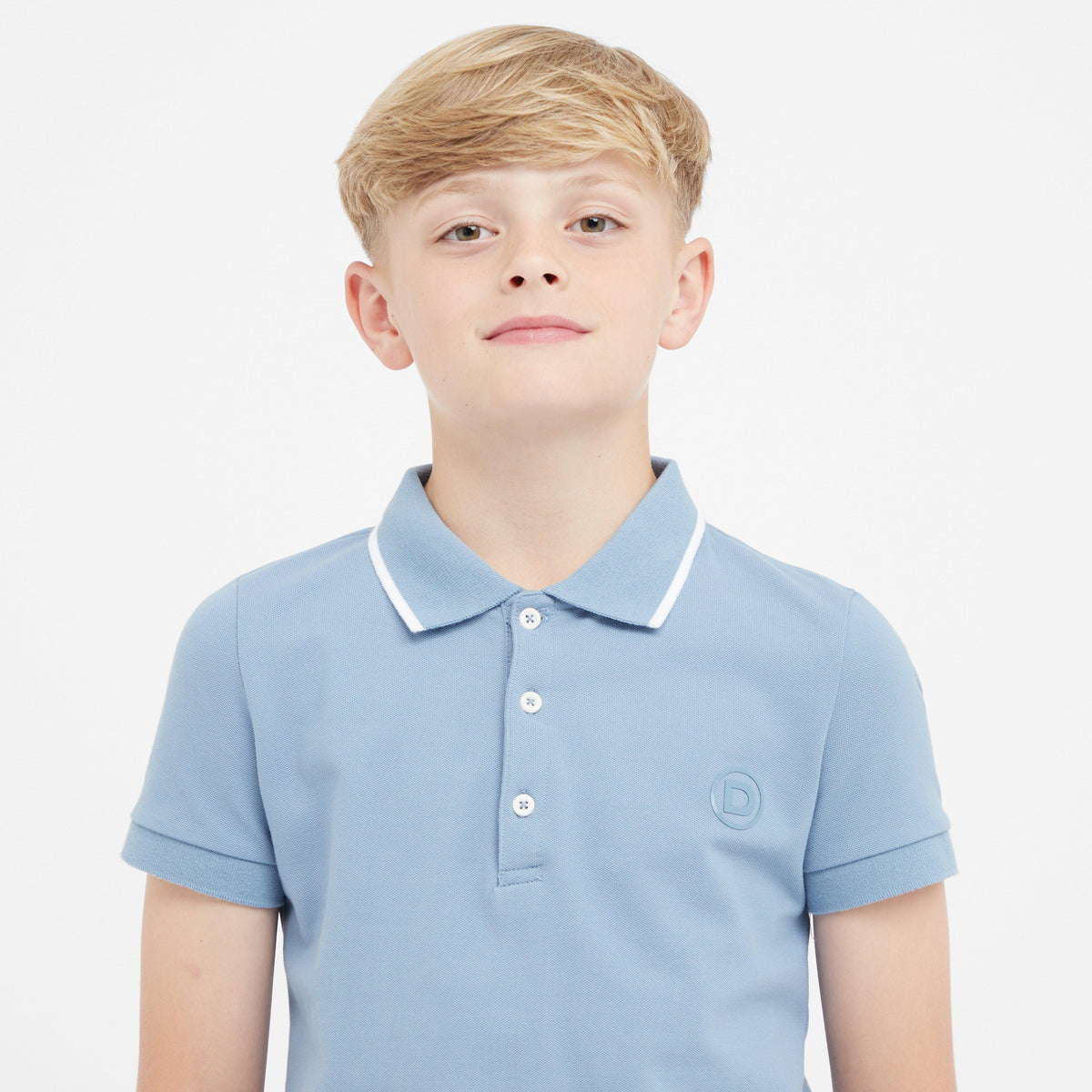 Kids Cotton Pique Short Sleeved Polo Blue Frog