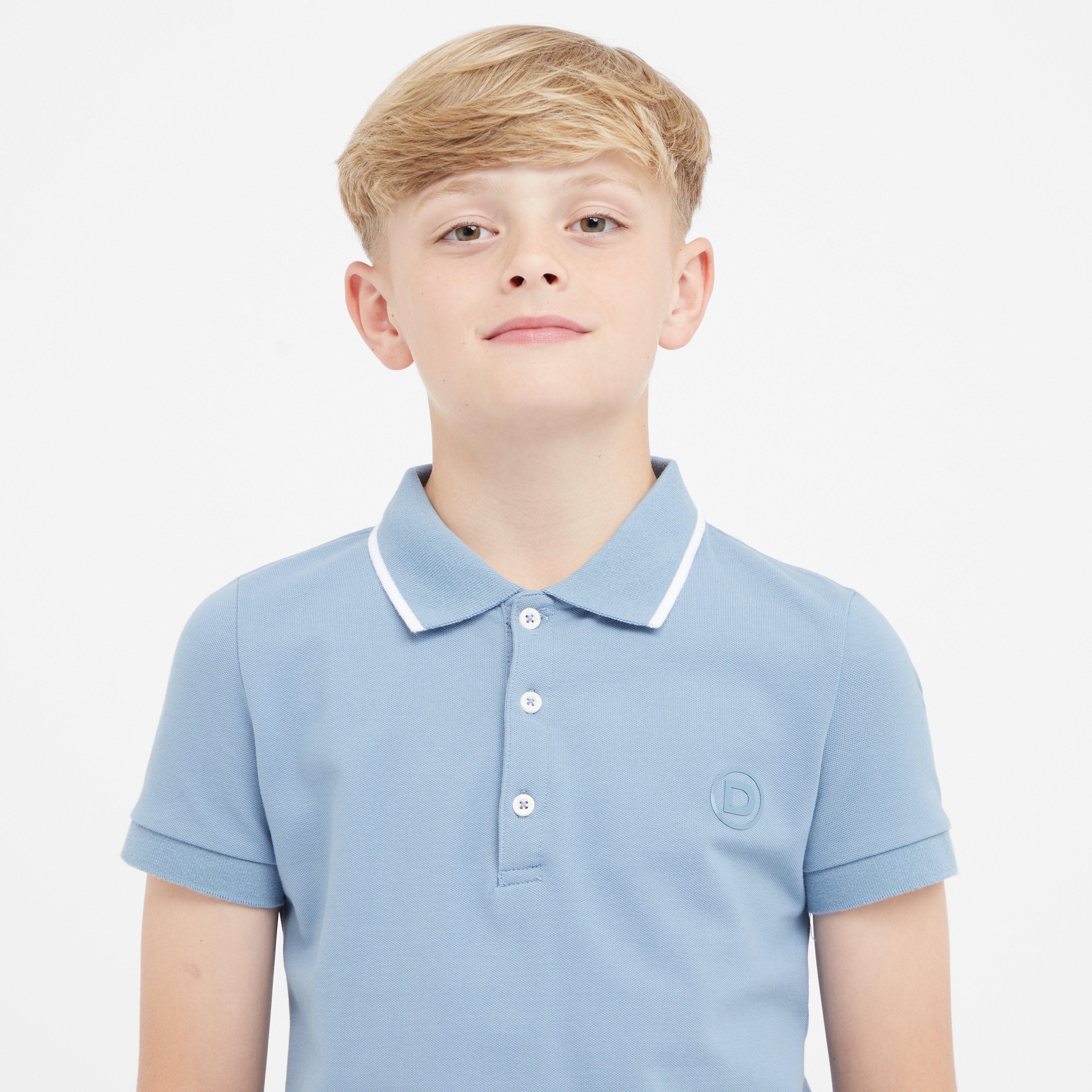 Kids Cotton Pique Short Sleeved Polo Blue Frog