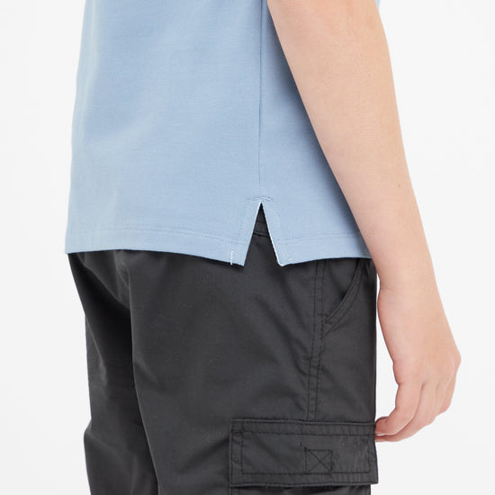 Kids Cotton Pique Short Sleeved Polo Blue Frog