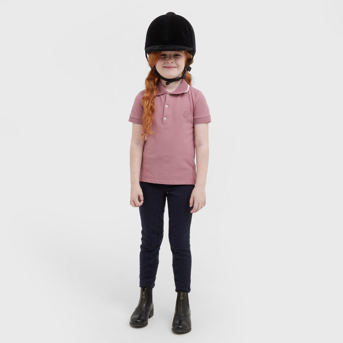 Kids Cotton Pique Short Sleeved Polo Dusty Rose