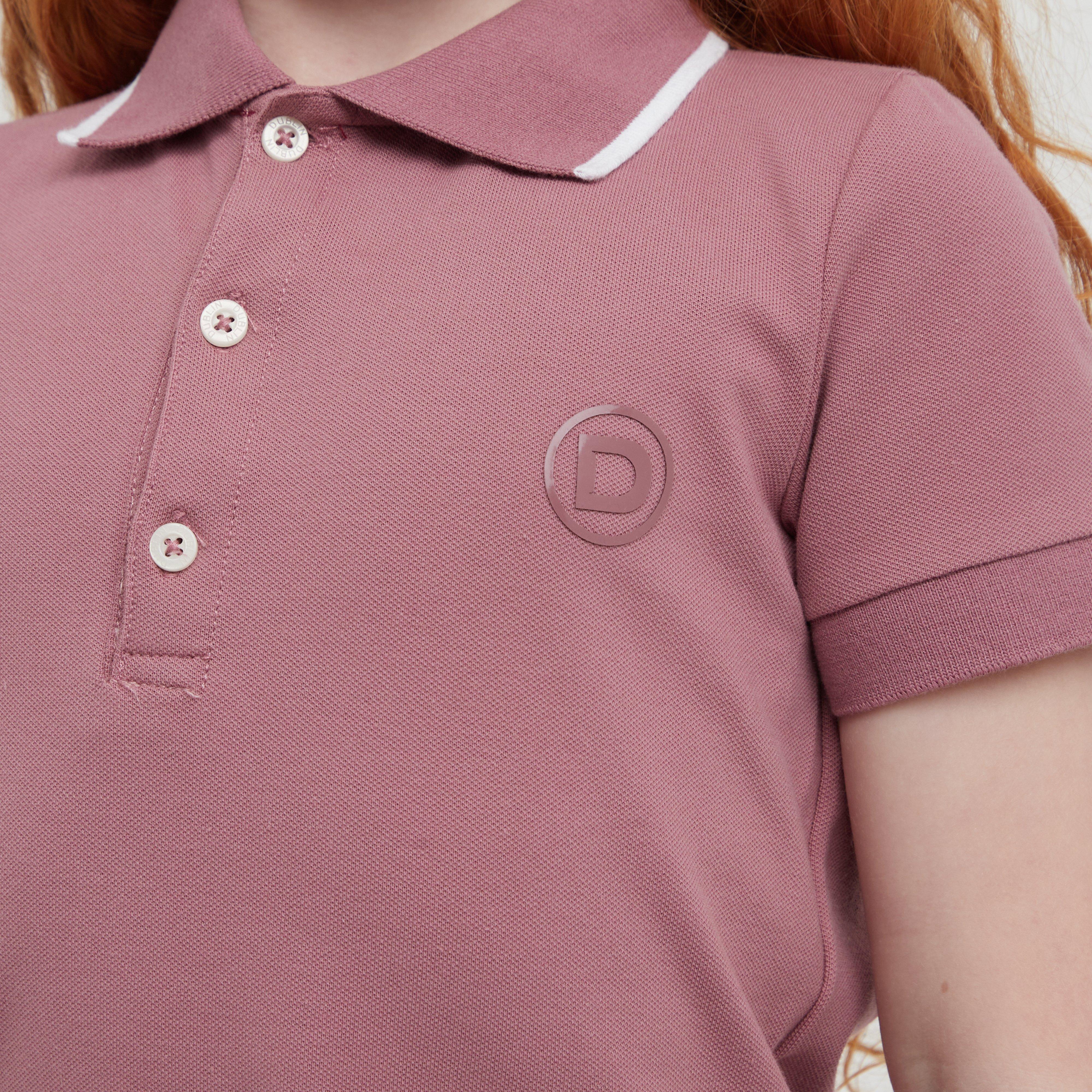 Kids Cotton Pique Short Sleeved Polo Dusty Rose