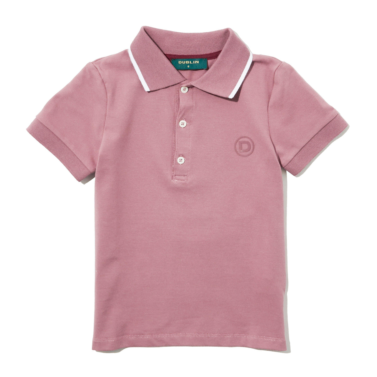 Kids Cotton Pique Short Sleeved Polo Dusty Rose