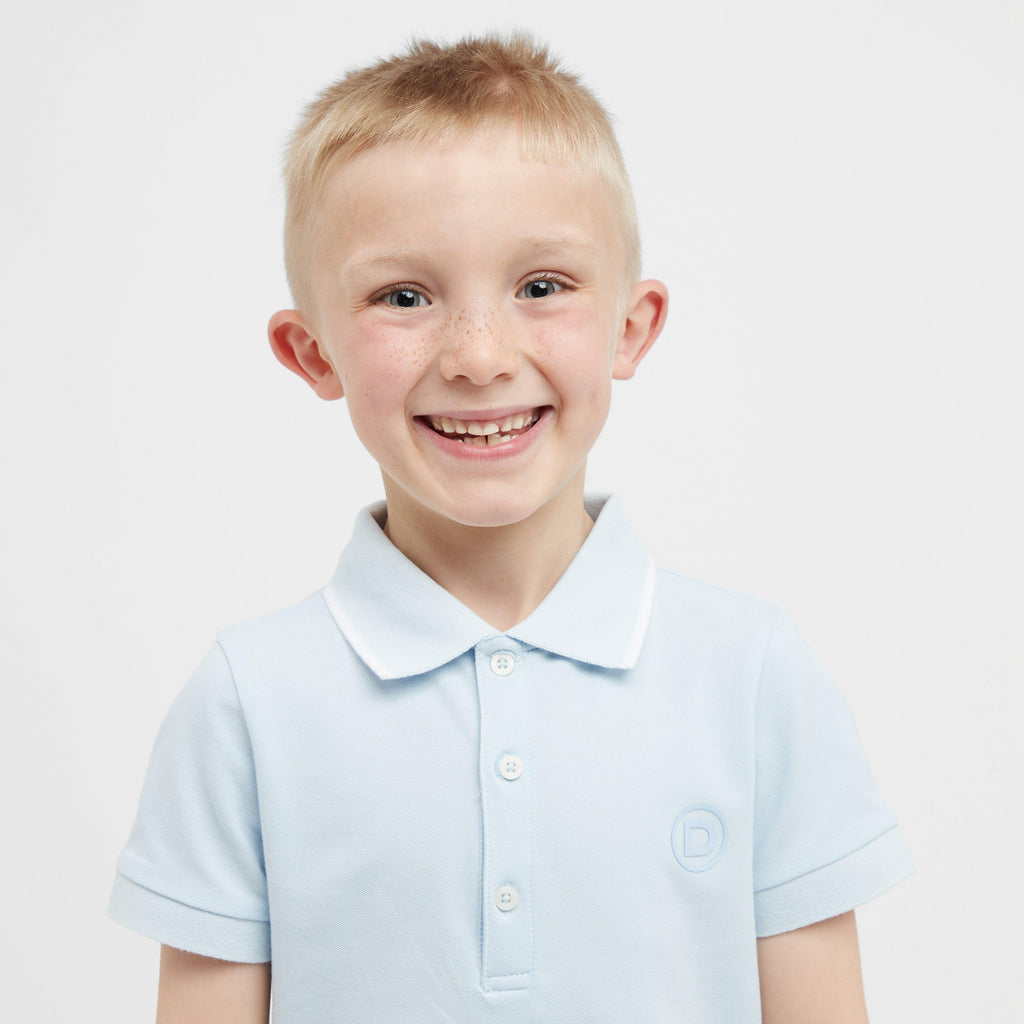 Kids Cotton Pique Short Sleeved Polo Sky Blue