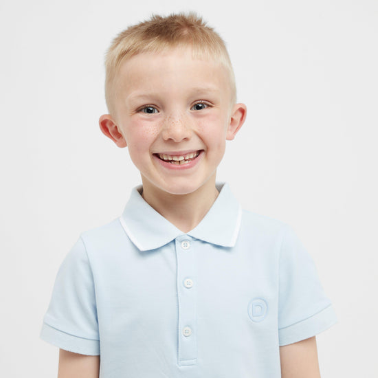 Kids Cotton Pique Short Sleeved Polo Sky Blue