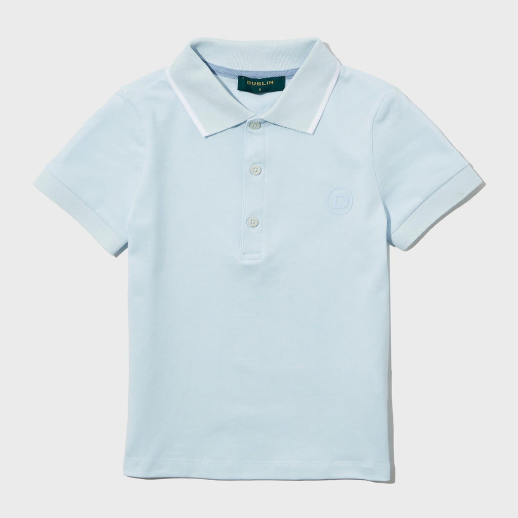 Kids Cotton Pique Short Sleeved Polo Sky Blue