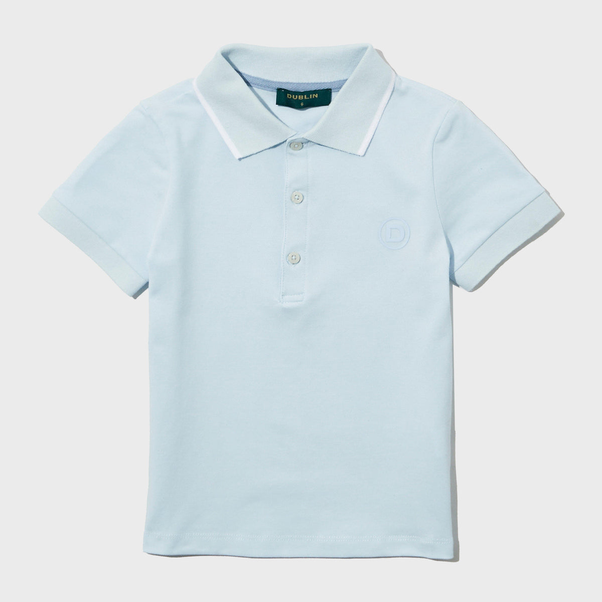 Kids Cotton Pique Short Sleeved Polo Sky Blue