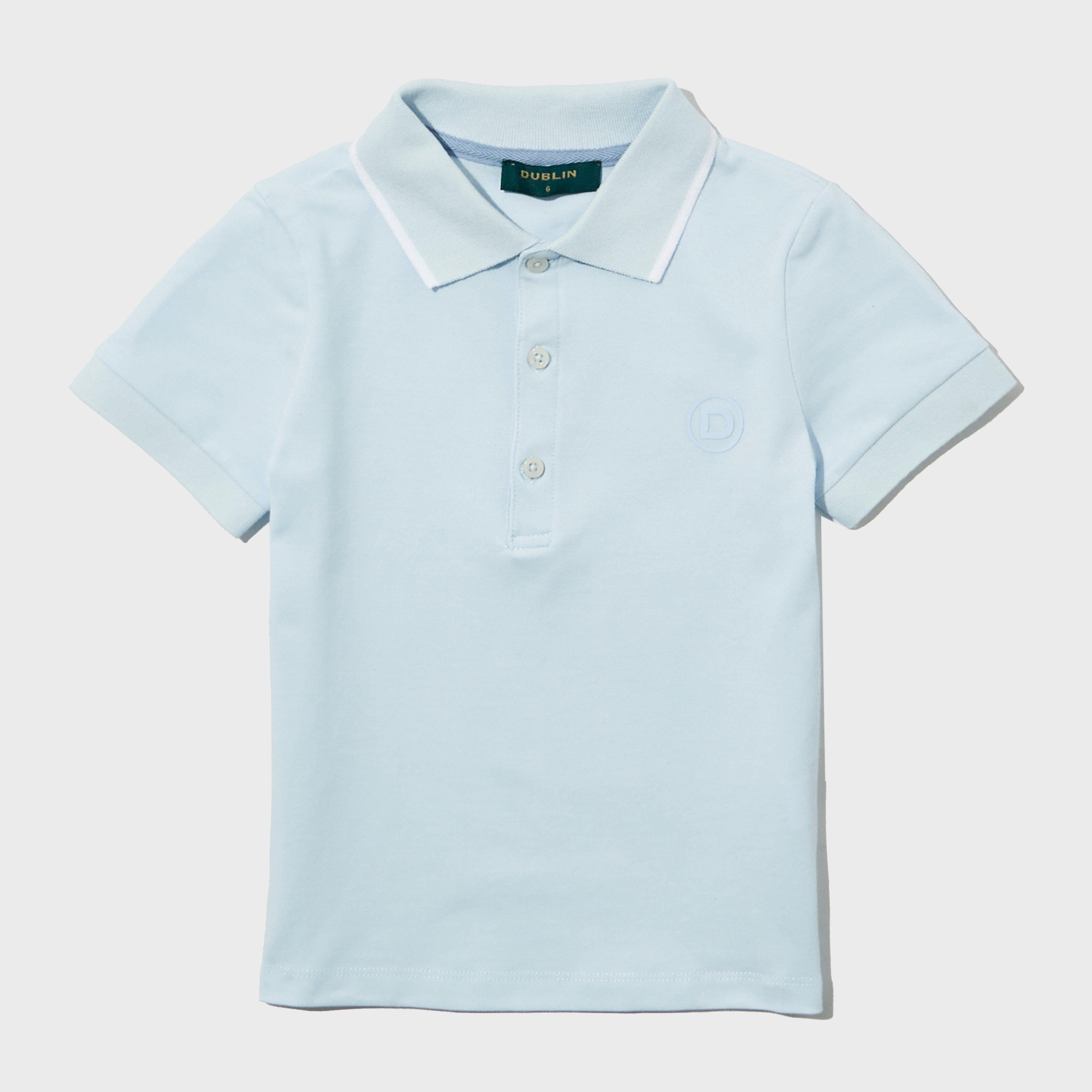Kids Cotton Pique Short Sleeved Polo Sky Blue