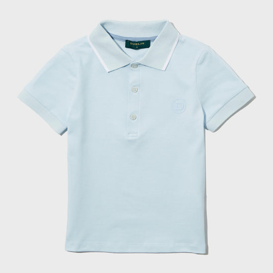 Kids Cotton Pique Short Sleeved Polo Sky Blue