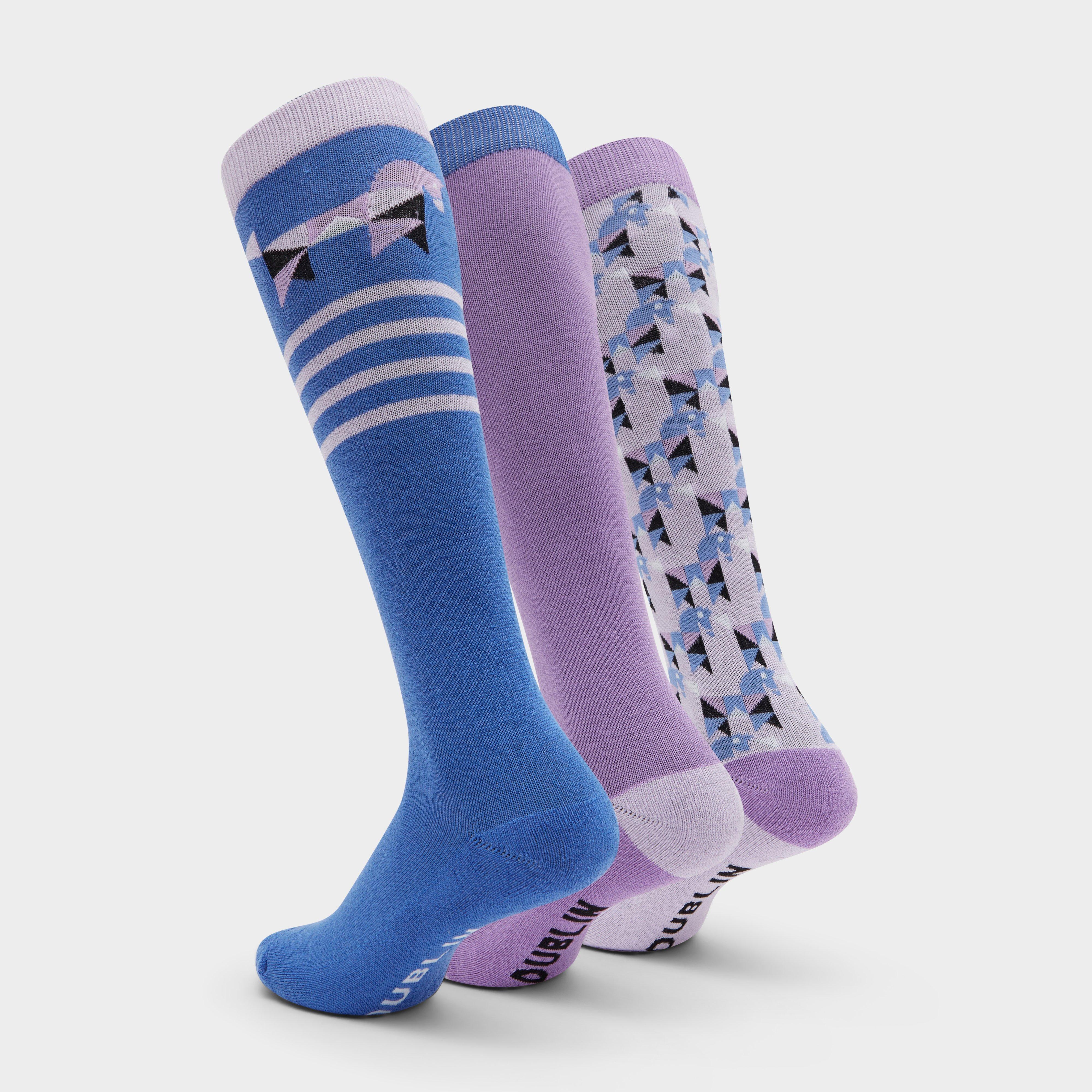 Kids 3 Pack Socks Purple Geo Ponies