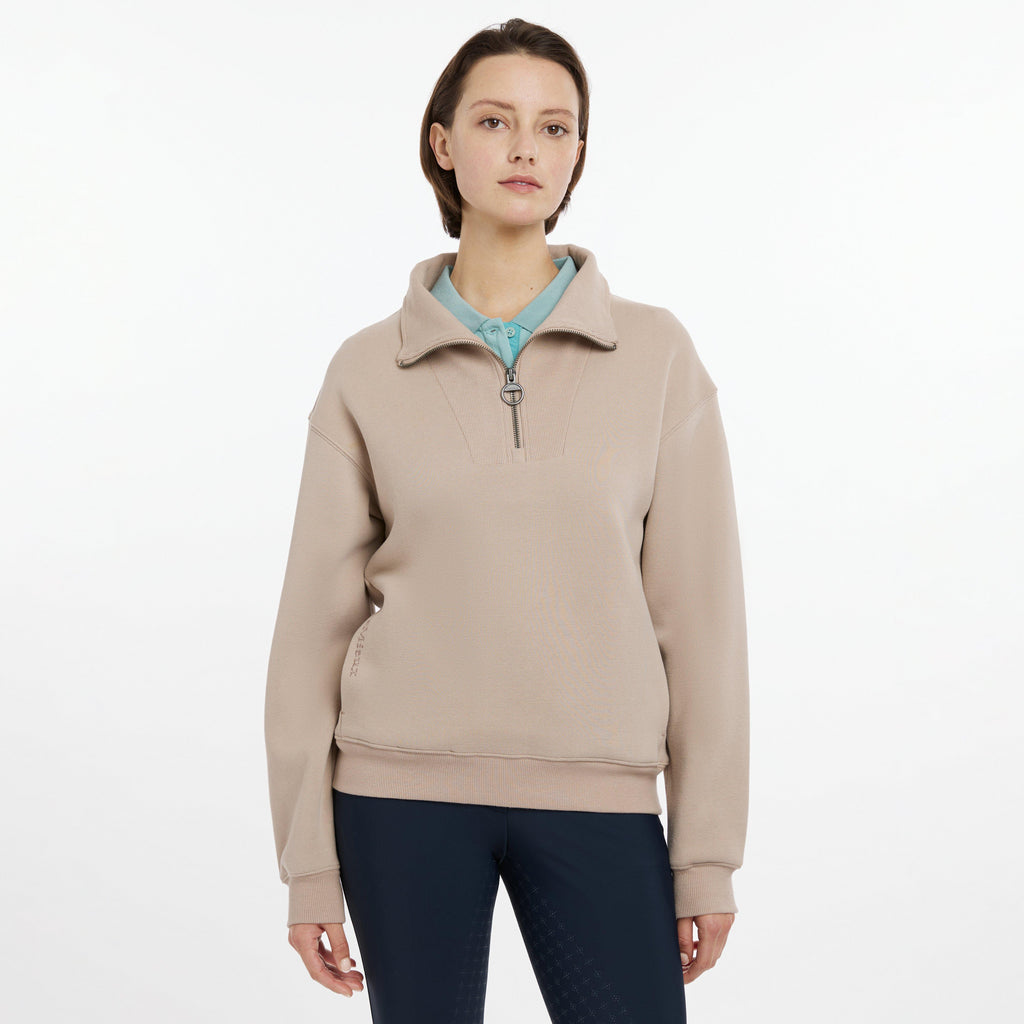 Womens Keira Quarter Neck Sweater Almond