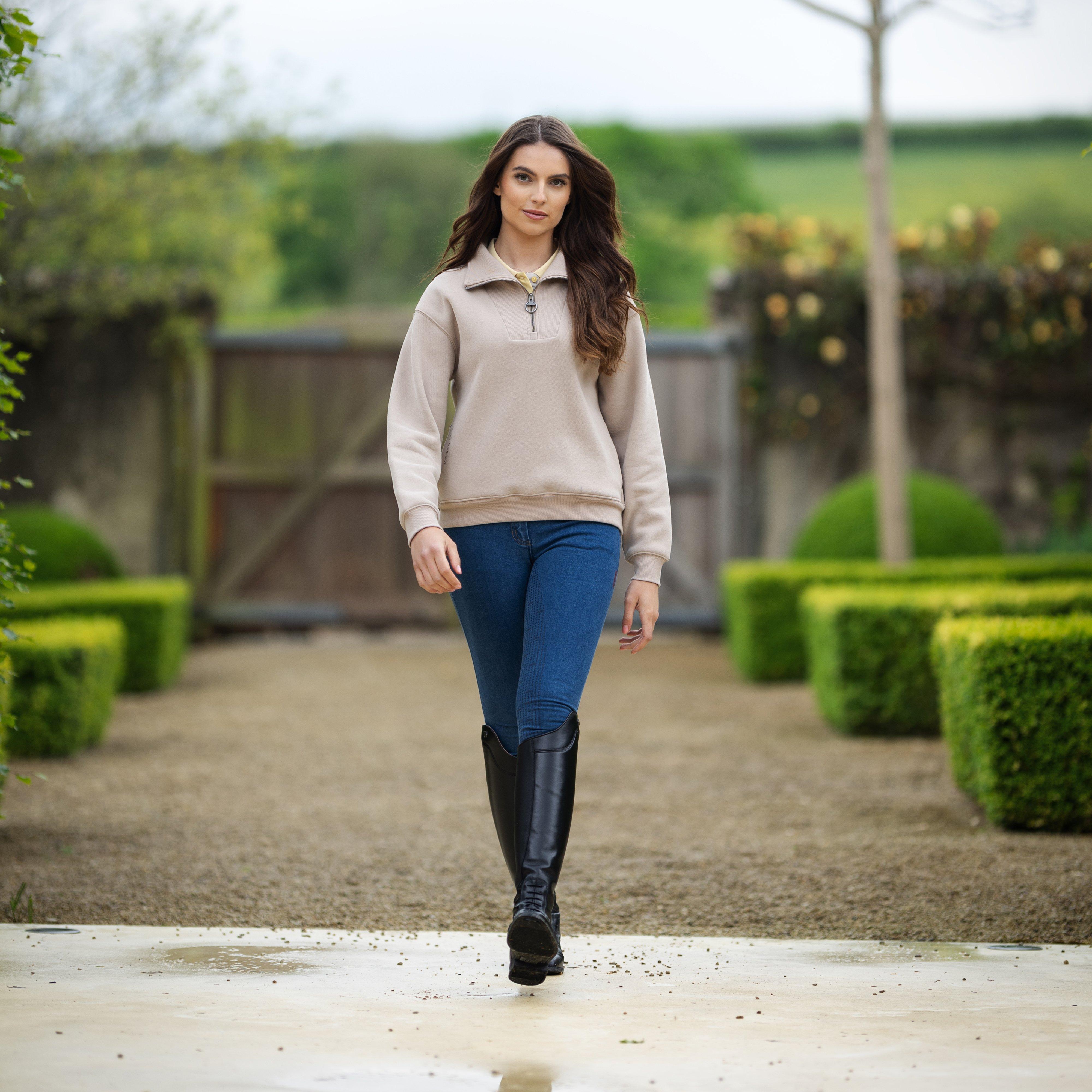 Womens Keira Quarter Neck Sweater Almond