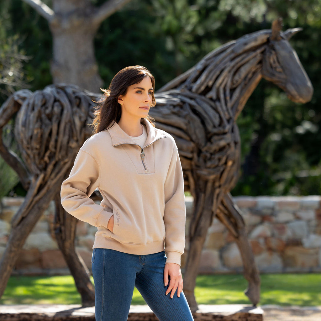 Womens Keira Quarter Neck Sweater Almond