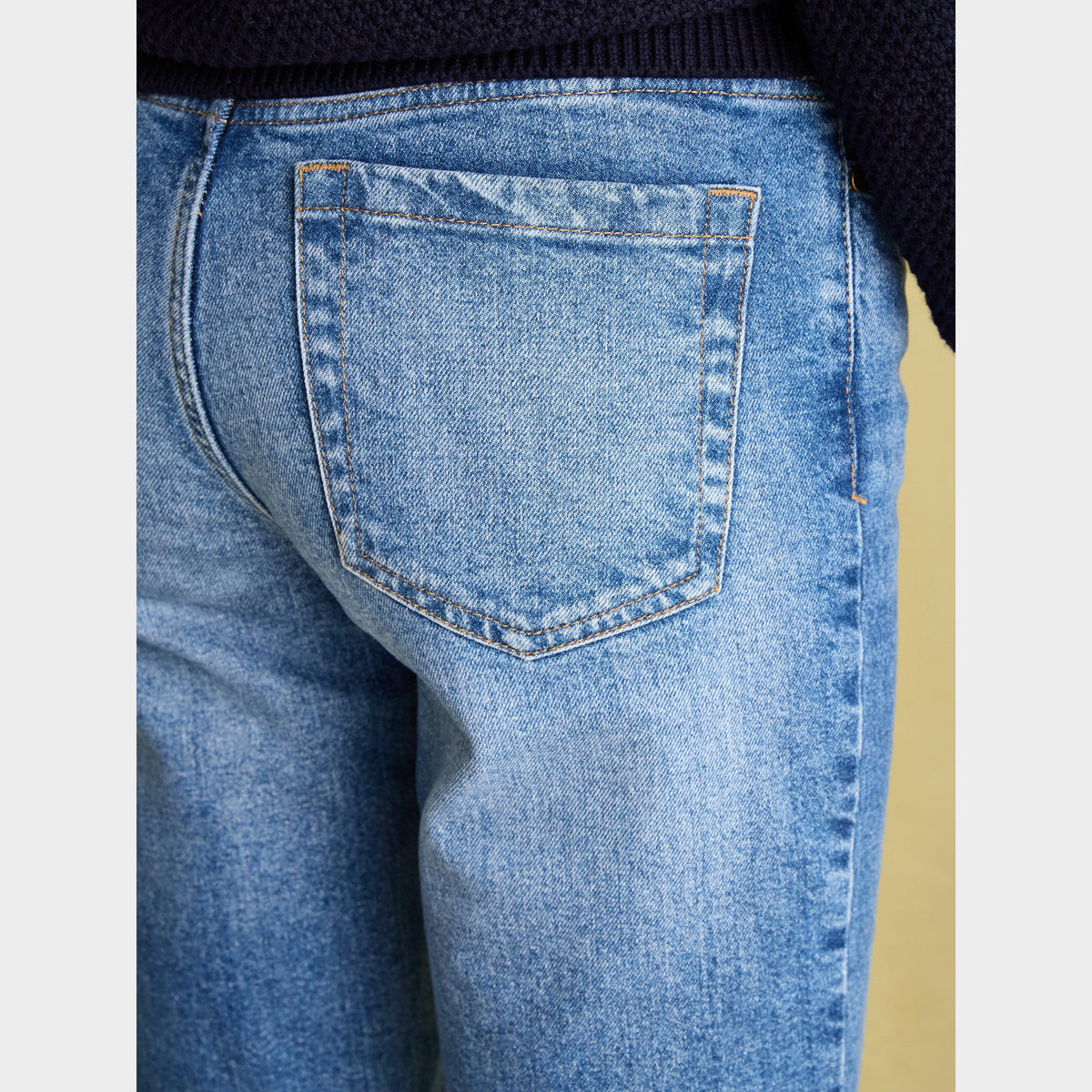 Womens Slim Straight Jeans Mid Blue Denim