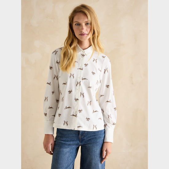 Womens Joules X Eleanor Tomlinson Jersey Shirt Cream Hares