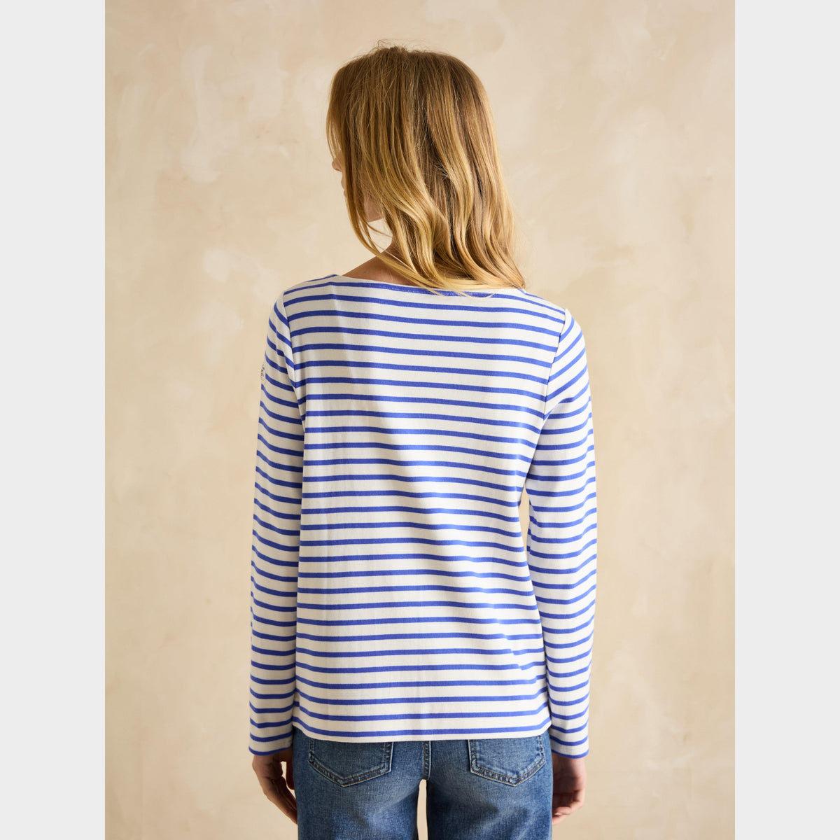 Womens Harbour Boat Neck Breton Top Blue Stripe