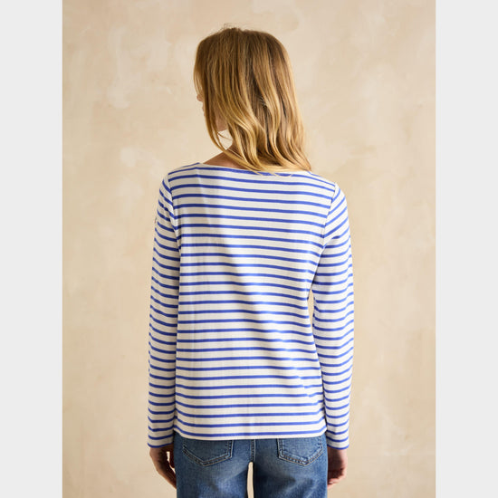 Womens Harbour Boat Neck Breton Top Blue Stripe