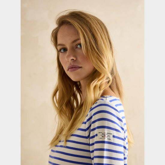 Womens Harbour Boat Neck Breton Top Blue Stripe