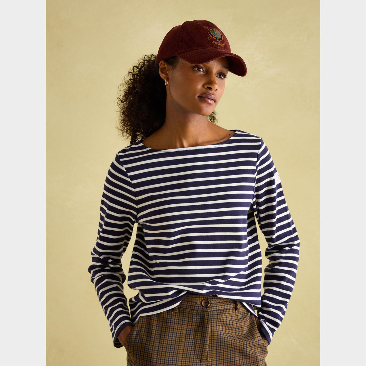 Womens Harbour Boat Neck Breton Top Navy Cream Stripe