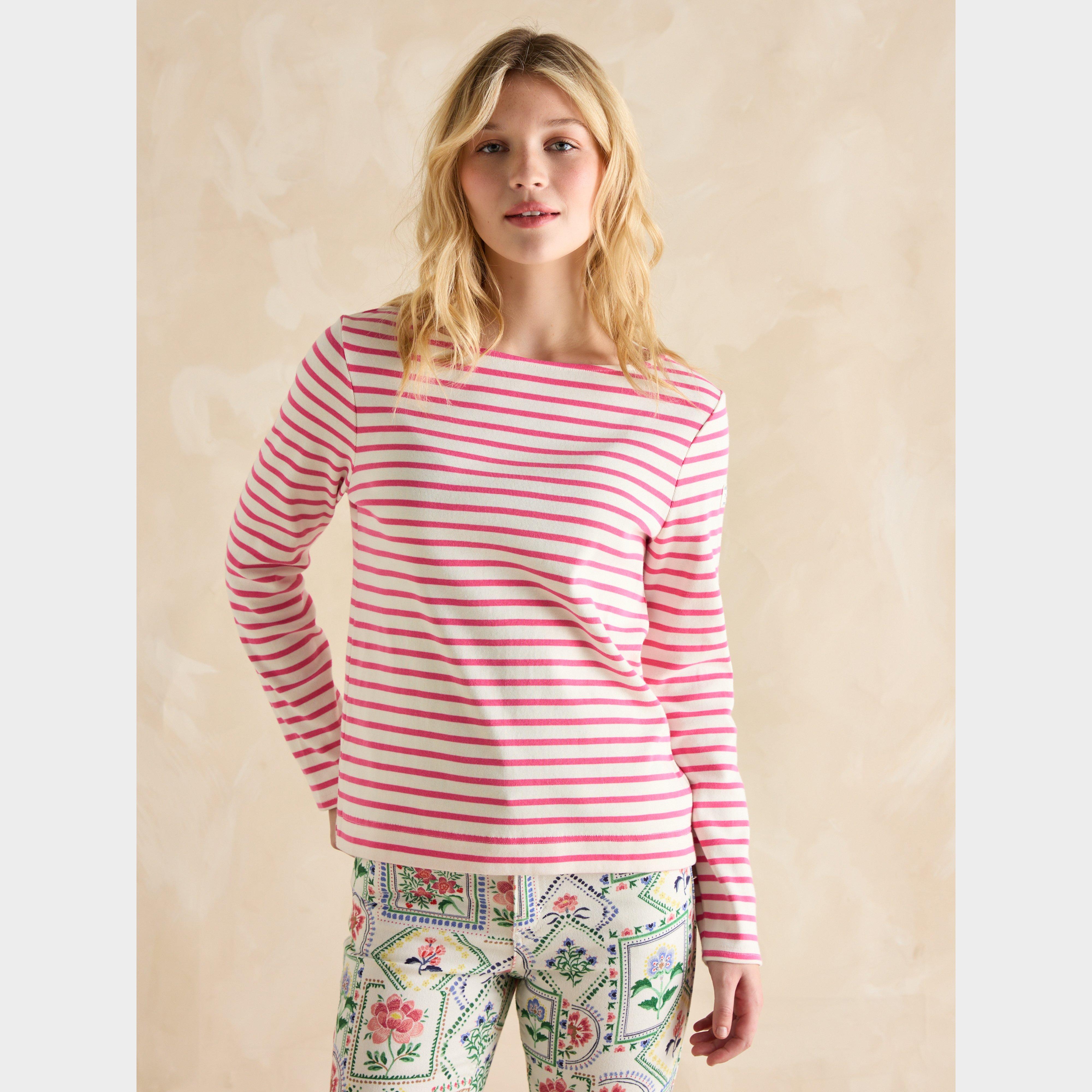 Womens Harbour Boat Neck Breton Top Bright Pink Stripe