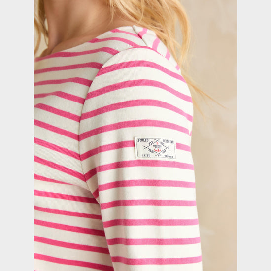 Womens Harbour Boat Neck Breton Top Bright Pink Stripe